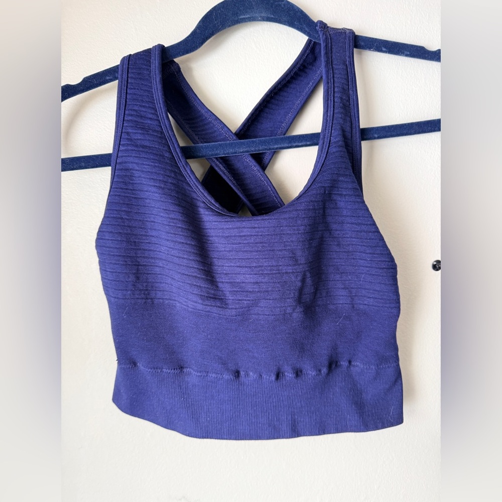 Alphalete sports bra in true indigo blue